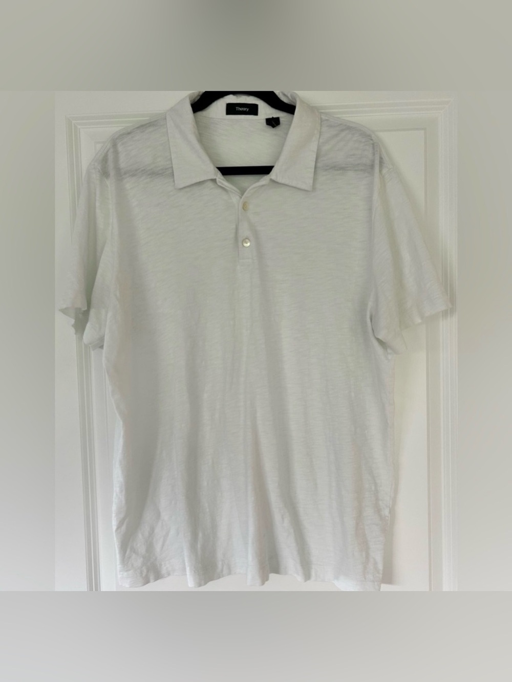 Theory Men’s XL White 100% Cotton Polo Shirt Short Sleeve Minimalist